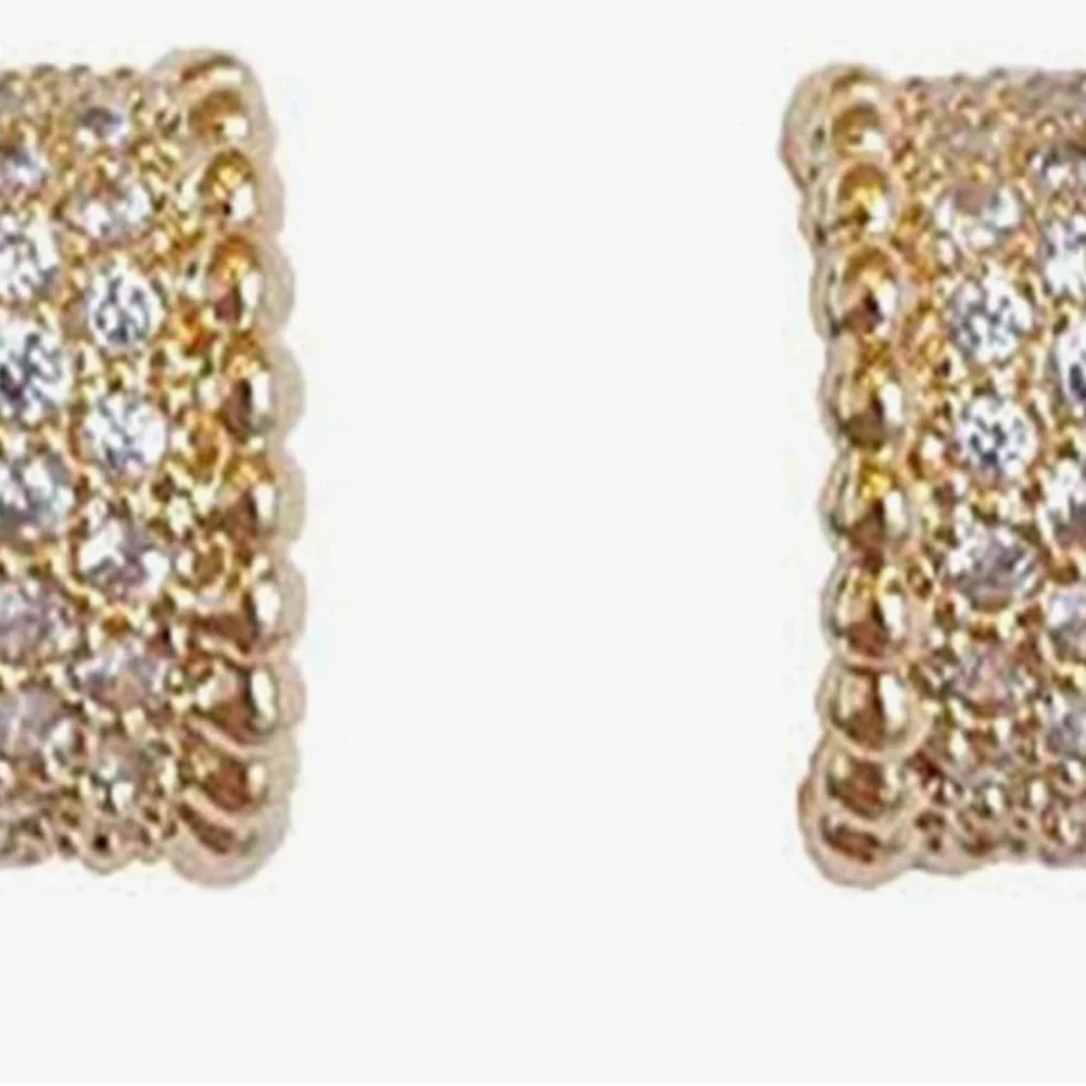 NIP 14K Gold Plated CZ Dainty Silver Cubic Zirconia Hoop Earrings Hypoallergenic
